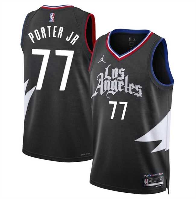 Men%27s Los Angeles Clippers #77 Kevin Porter Jr Black Statement Edition Stitched Jersey Dzhi